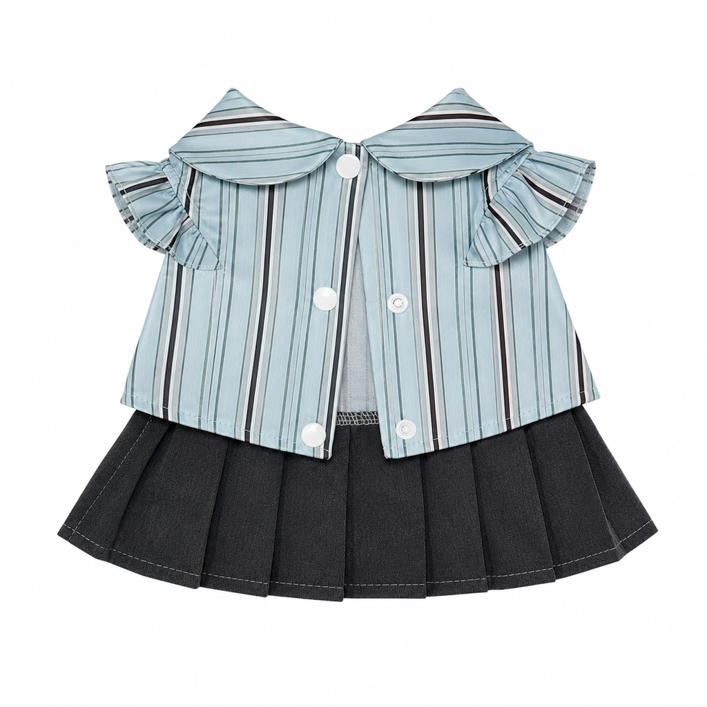 Striped Pet Dress with Pleated Skirt