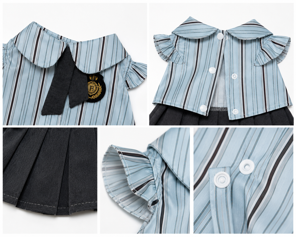 Striped Pet Dress with Pleated Skirt