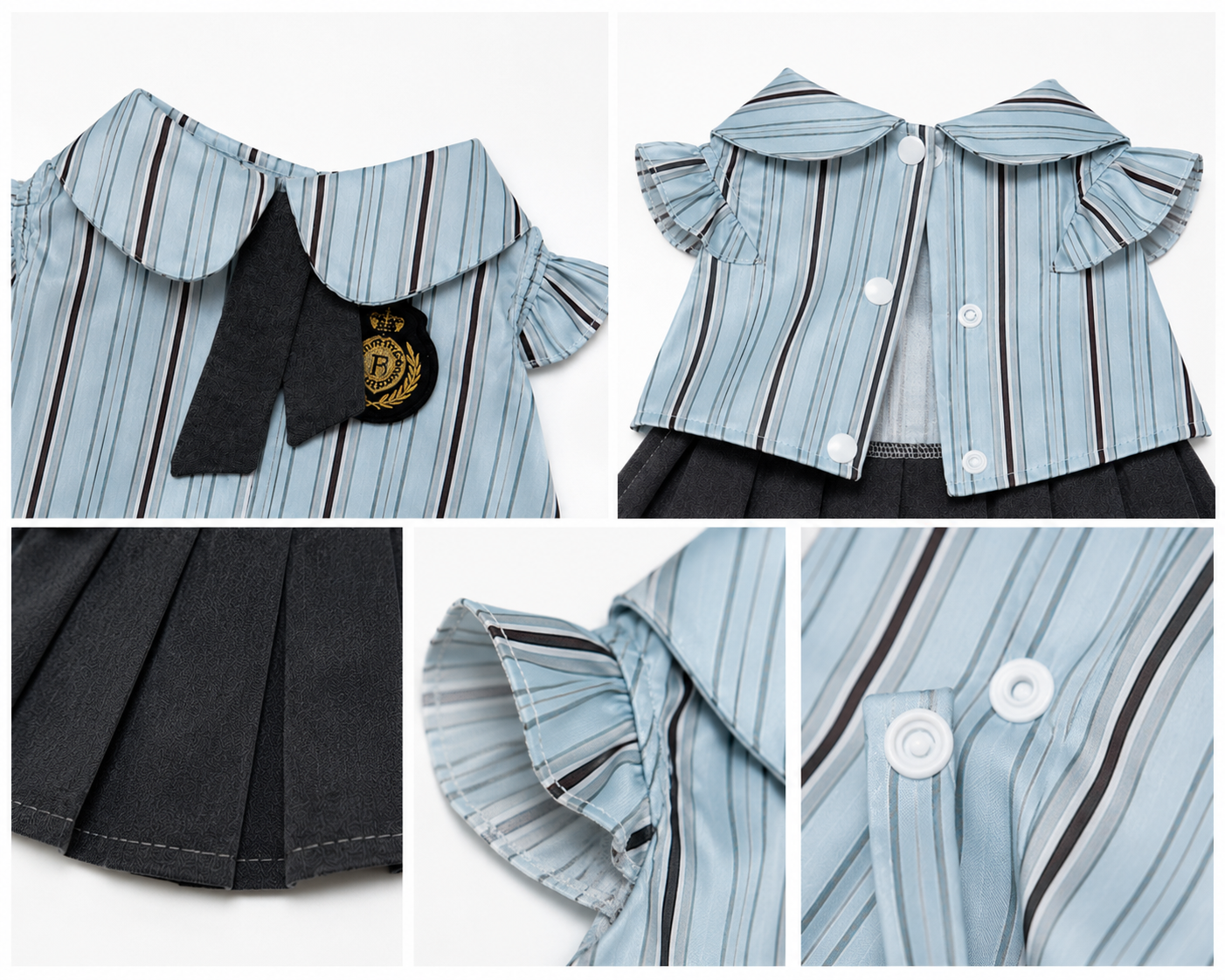 Striped Pet Dress with Pleated Skirt