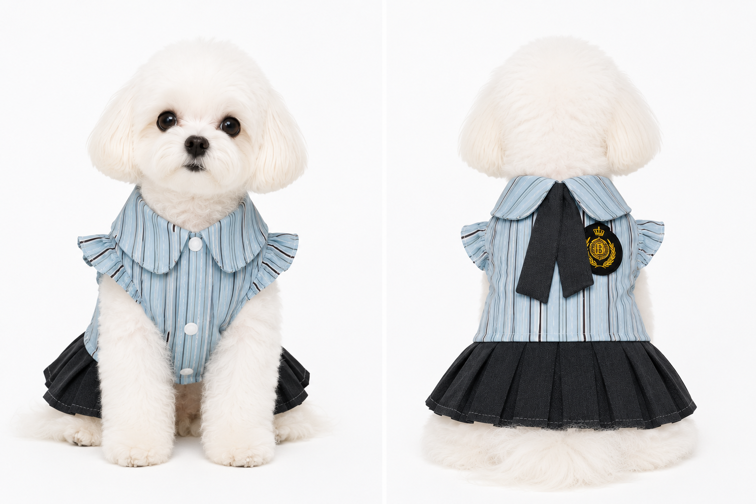 Striped Pet Dress with Pleated Skirt