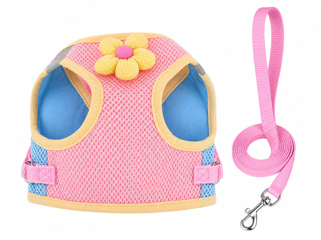 Flower Mesh Dog Harness & Leash Set