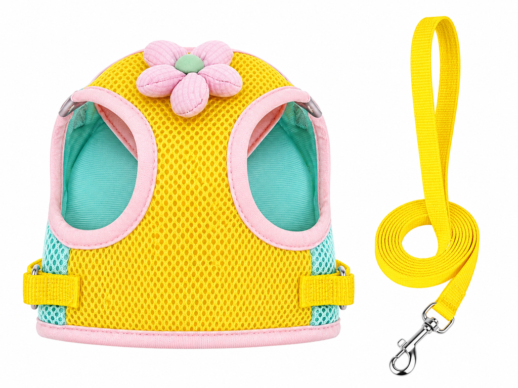 Flower Mesh Dog Harness & Leash Set