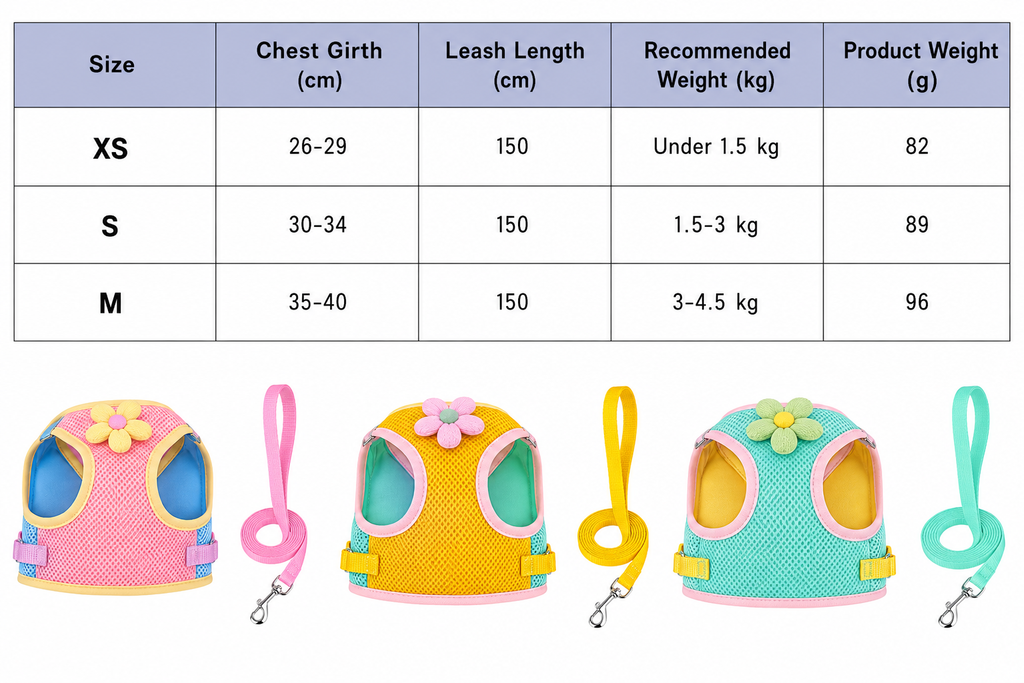 Flower Mesh Dog Harness & Leash Set