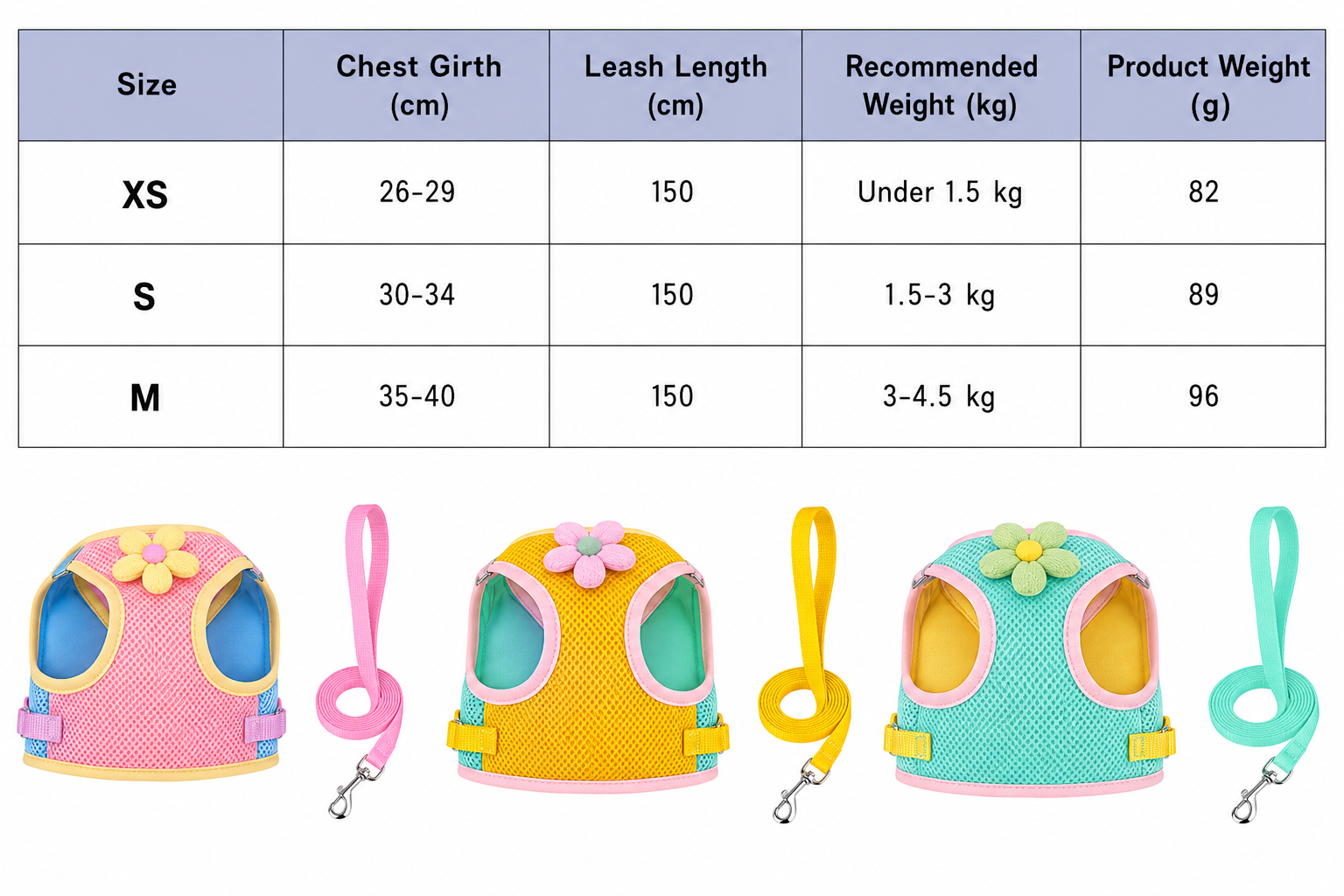 Flower Mesh Dog Harness & Leash Set