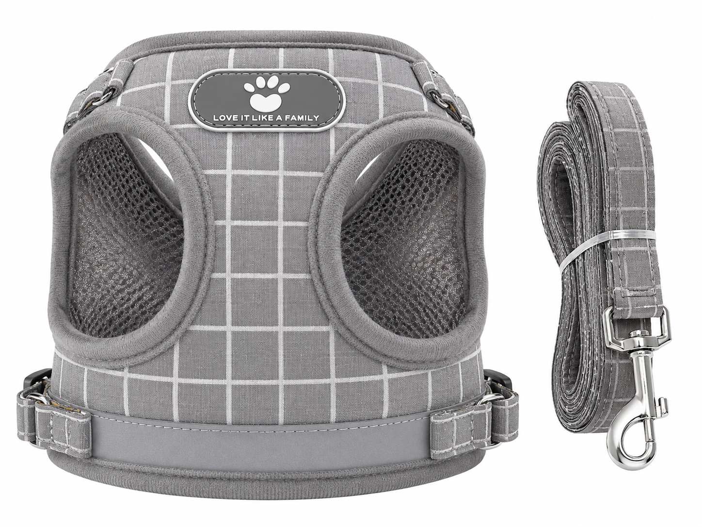 Plaid Comfort Mesh Dog & Cat Harness Set
