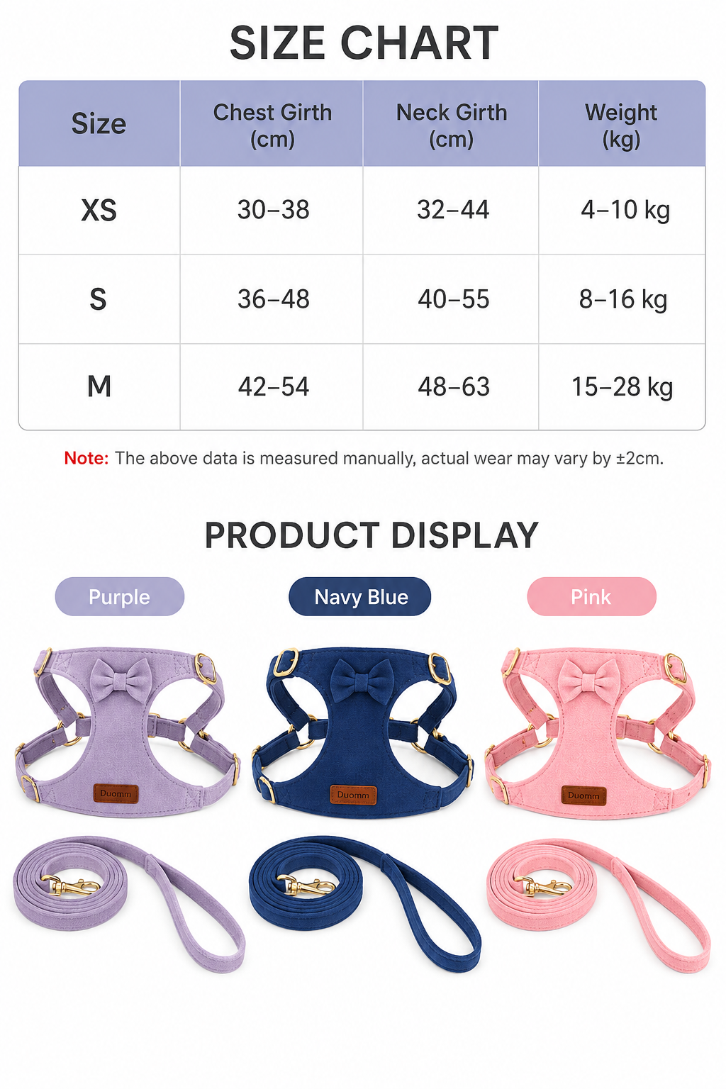 Sweet Bow Adjustable Dog Harness & Leash Set