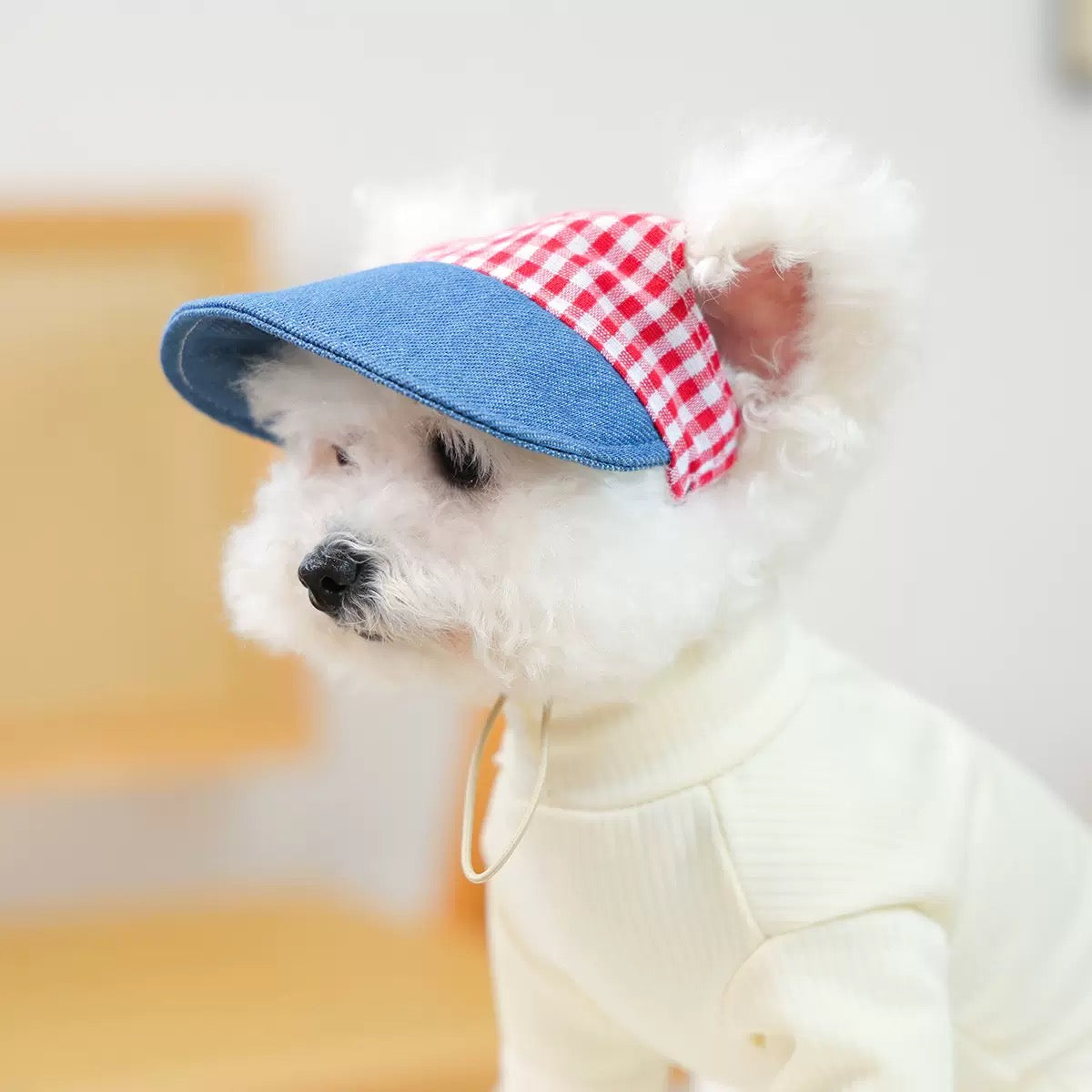 Denim & Gingham Pet Sun Hat for Pet