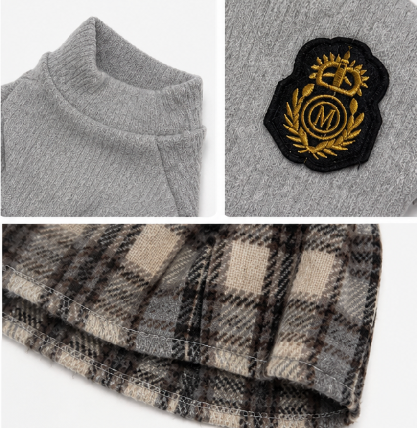Thick Warm Plaid Pet Sweater Dress